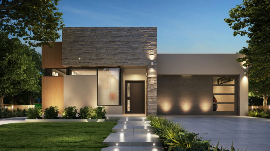 3D Exterior Rendering for House with Garden in UK