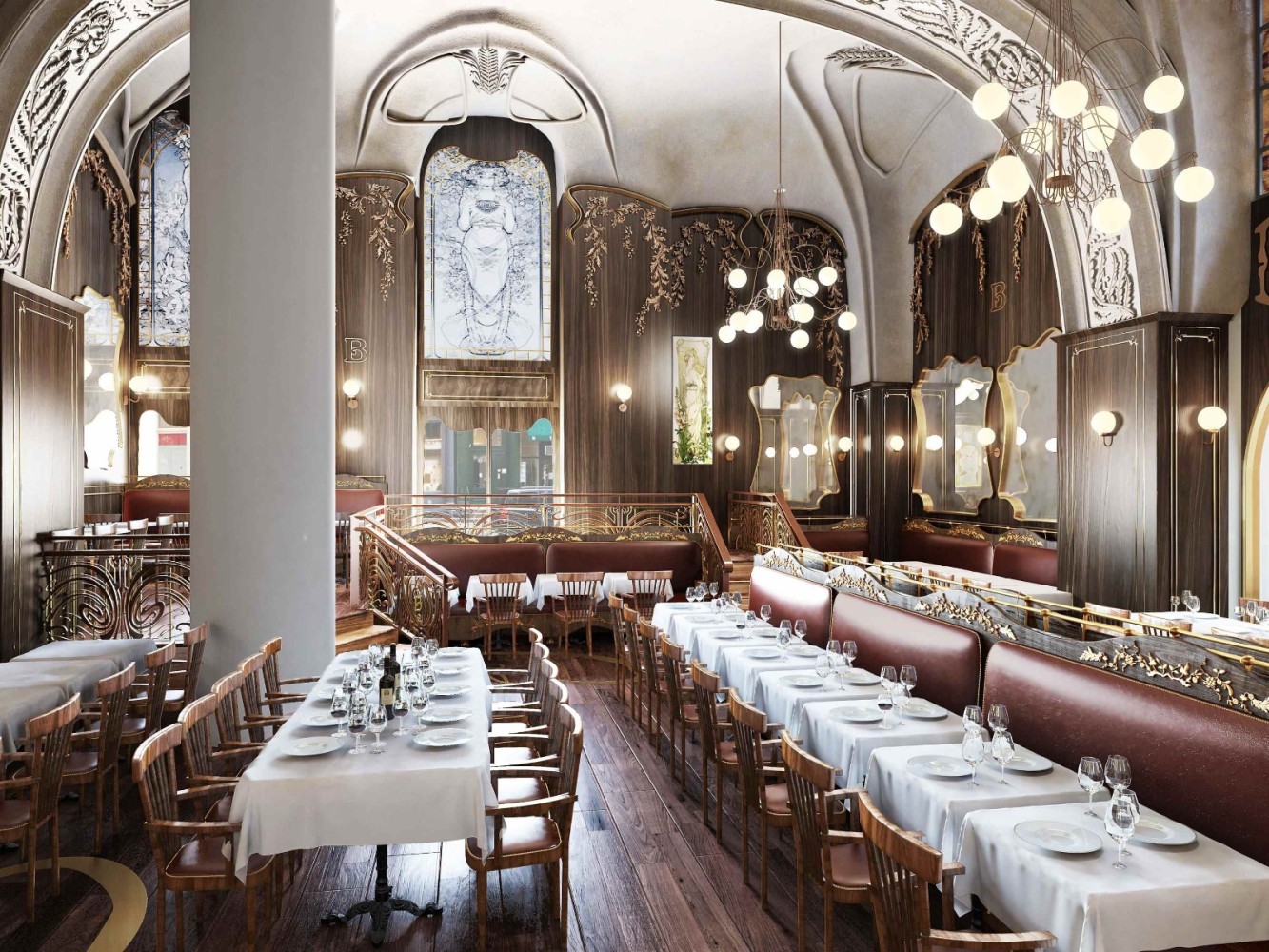 3D Interior Rendering of Restaurant