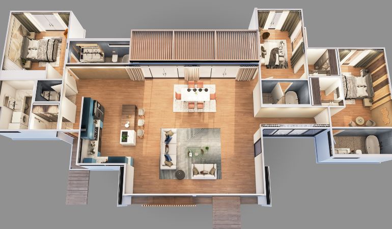 3D floor plan rendering