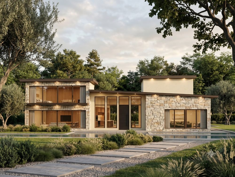3D exterior rendering — modern villa
